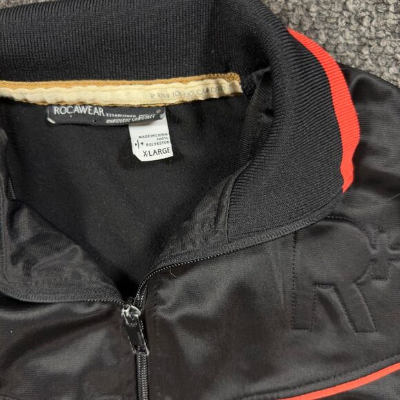Rocawear Track Jacket Men XL Black Red Polyester Y2K Streetwear Retro - Picture 3 of 5